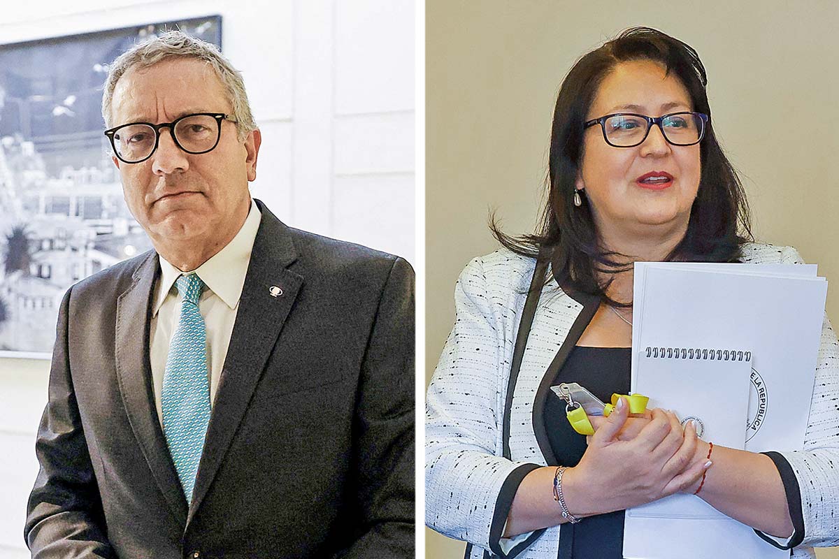 <p>Bernardo Fontaine, presidente del directorio de Codelco. Dorothy Pérez, contralora general de la República. Fotos: Reuters y Aton</p>