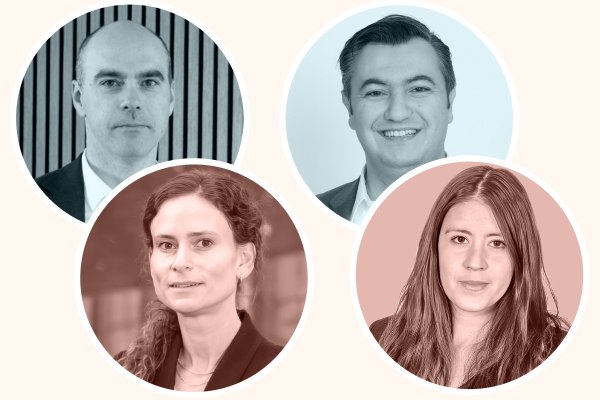 Javier Salinas, economista jefe LarrainVial; Belén Garro, head de estrategia de inversión Vinci Compass; Diego Celedón, estratega de renta variable JPMorgan y Rosario Miquel, gerenta de estudios BCI.