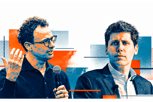 Dario Amodei, CEO de Anthropic. Sam Altman, CEO de OpenAI. Imagen editada con IA